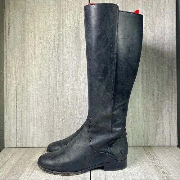 Frye Carly Melisa Pipping Leather Side Zip Tall Knee Riding Boot Women’s Size 6 - Picture 3 of 10